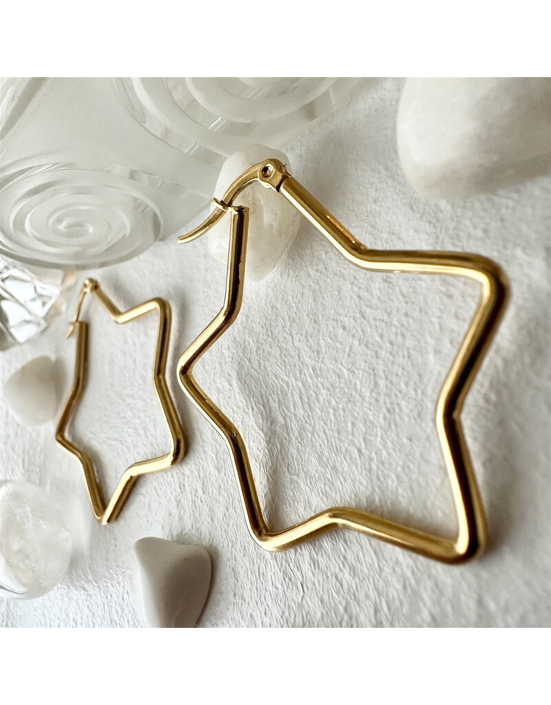 PIKA & BEAR ARCALIS STAR SHAPED HOOP EARRINGS GOLD
