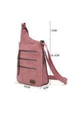 CANVAS CROSSBODY BAG w/LEATHER TRIM
