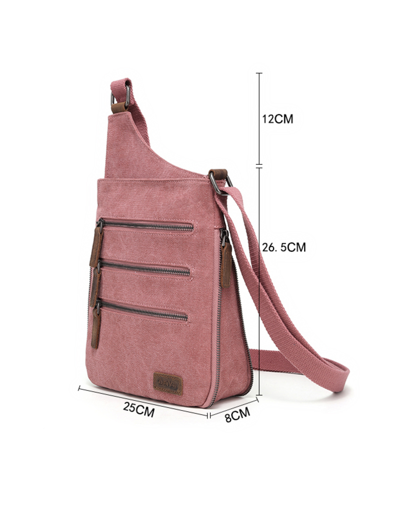 CANVAS CROSSBODY BAG w/LEATHER TRIM