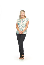 LINEN BLEND DRAPE NECK T SHIRT