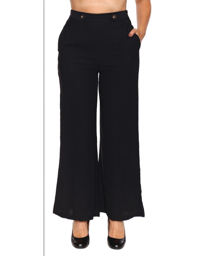 BLACK PALLAZO PANT w/BUTTON DETAIL