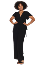 BLACK ROMPER WITH FLUTTER SLEEVE