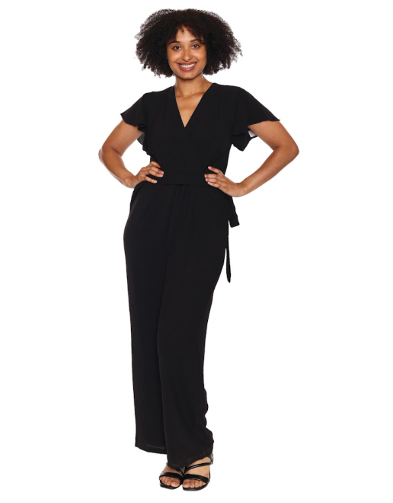 BLACK ROMPER WITH FLUTTER SLEEVE