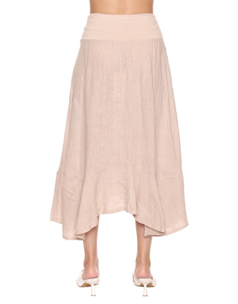 LINEN SKIRT WITH BANDED WAIST
