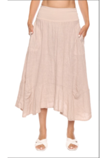 LINEN SKIRT WITH BANDED WAIST