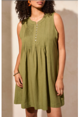 TRIBAL SLVLESS PLEATED DRESS LODEN