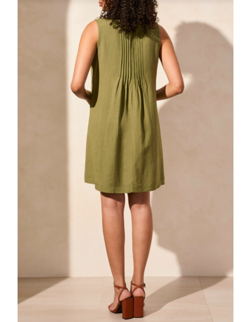 TRIBAL SLVLESS PLEATED DRESS LODEN