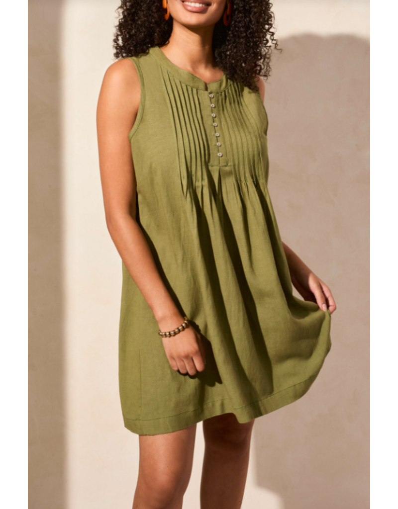 TRIBAL SLVLESS PLEATED DRESS LODEN