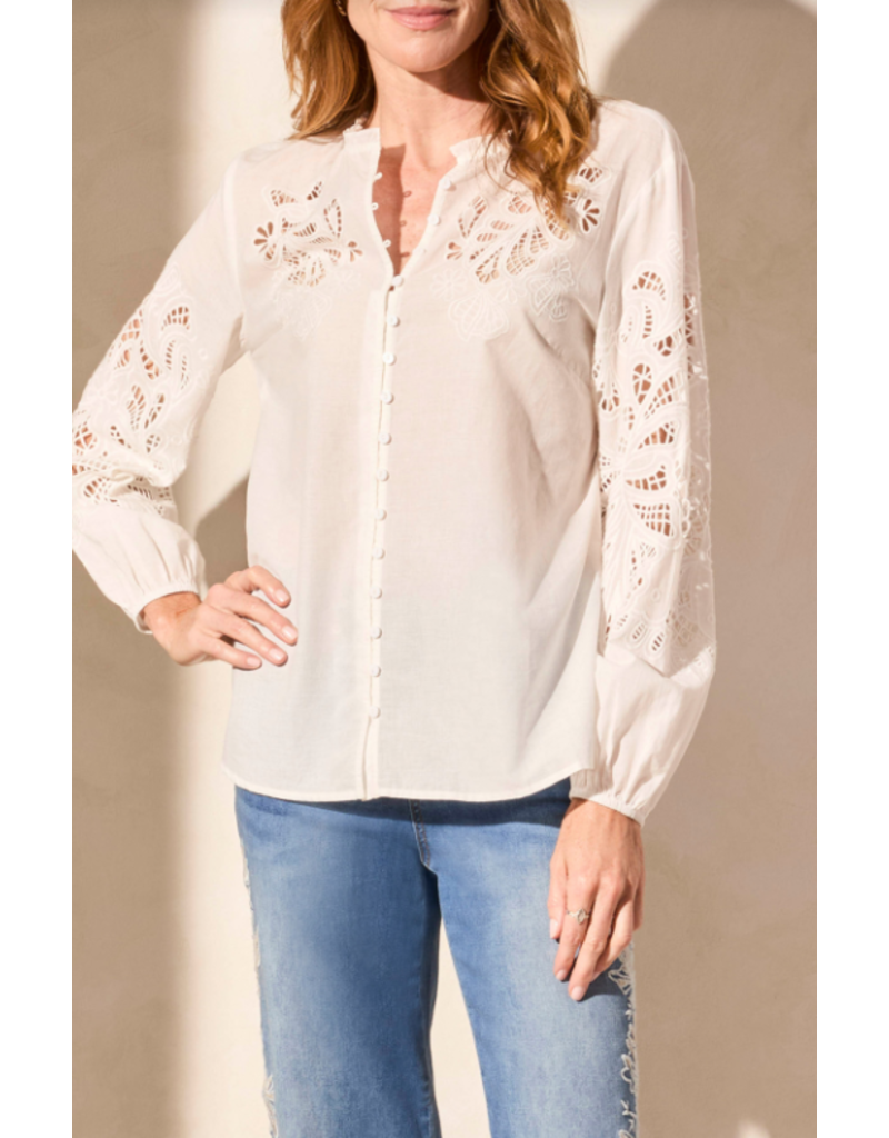 TRIBAL BLOUSE w/EMBROIDERED CUTOUT DETAIL