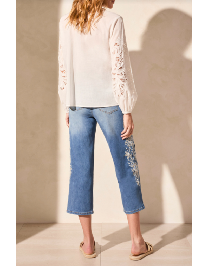 TRIBAL BLOUSE w/EMBROIDERED CUTOUT DETAIL
