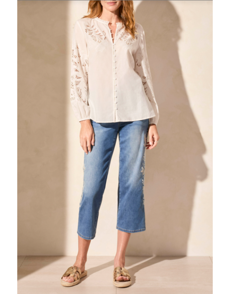 TRIBAL BLOUSE w/EMBROIDERED CUTOUT DETAIL
