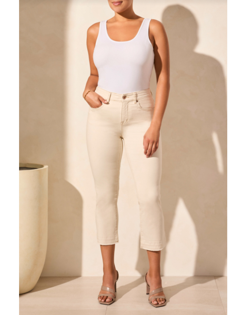TRIBAL SOPHIA MICRO FLARE CROP JEAN ECRU