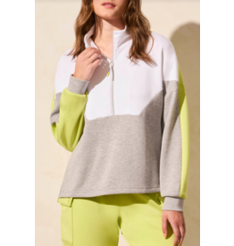 TRIBAL COLOR BLOCK MOCK NECK TOP