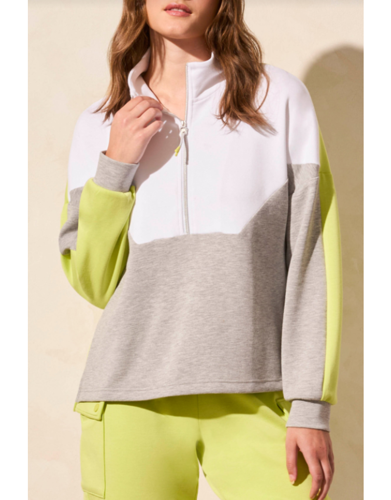 TRIBAL COLOR BLOCK MOCK NECK TOP