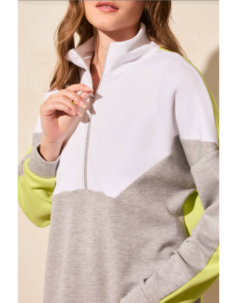 TRIBAL COLOR BLOCK MOCK NECK TOP