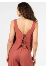 C'EST MOI TERRA COTTA TIE BACK CRINKLE TANK
