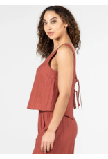 C'EST MOI TERRA COTTA TIE BACK CRINKLE TANK