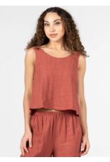C'EST MOI TERRA COTTA TIE BACK CRINKLE TANK