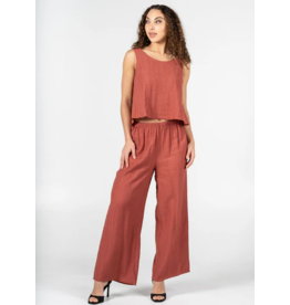 C'EST MOI TERRA COTTA WIDE LEG CRINKLE PANT