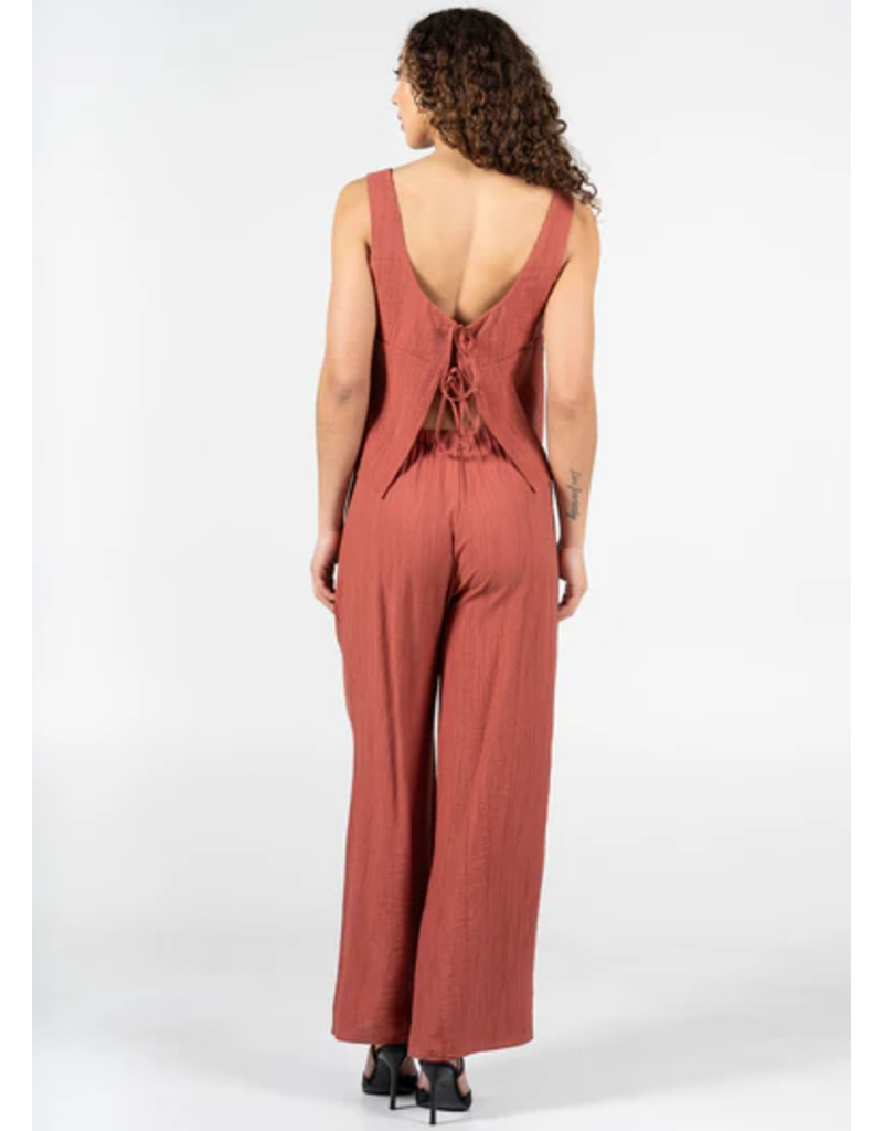 C'EST MOI TERRA COTTA WIDE LEG CRINKLE PANT