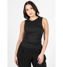 C'EST MOI ROUCHED CREW NECK TANK TOP