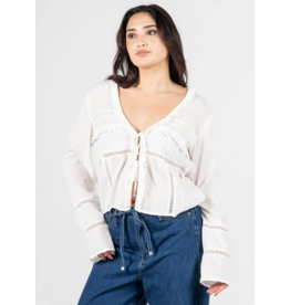 C'EST MOI WHITE BOHO TIE FRONT TOP