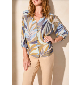 TRIBAL BUTTON FRONT BLOUSE  GREEN MOSS