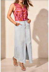 TRIBAL FULL LENGTH DENIM SKIRT BLUE WHITE