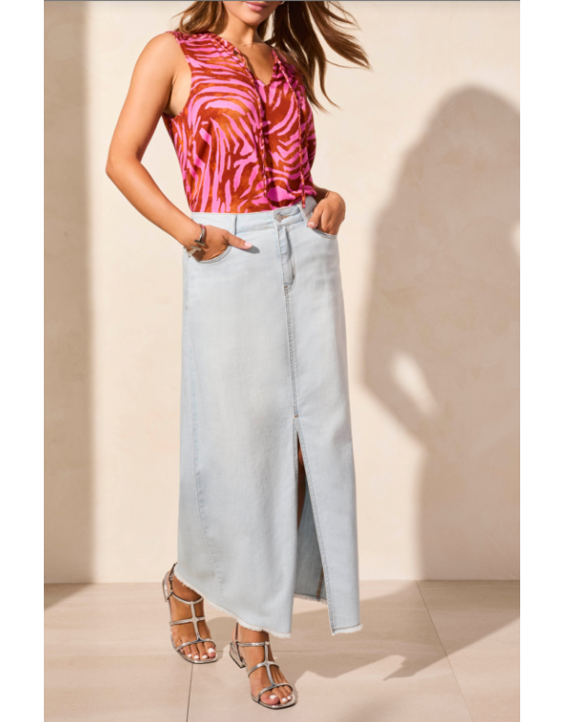 TRIBAL FULL LENGTH DENIM SKIRT BLUE WHITE