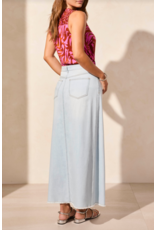 TRIBAL FULL LENGTH DENIM SKIRT BLUE WHITE