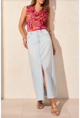 TRIBAL FULL LENGTH DENIM SKIRT BLUE WHITE