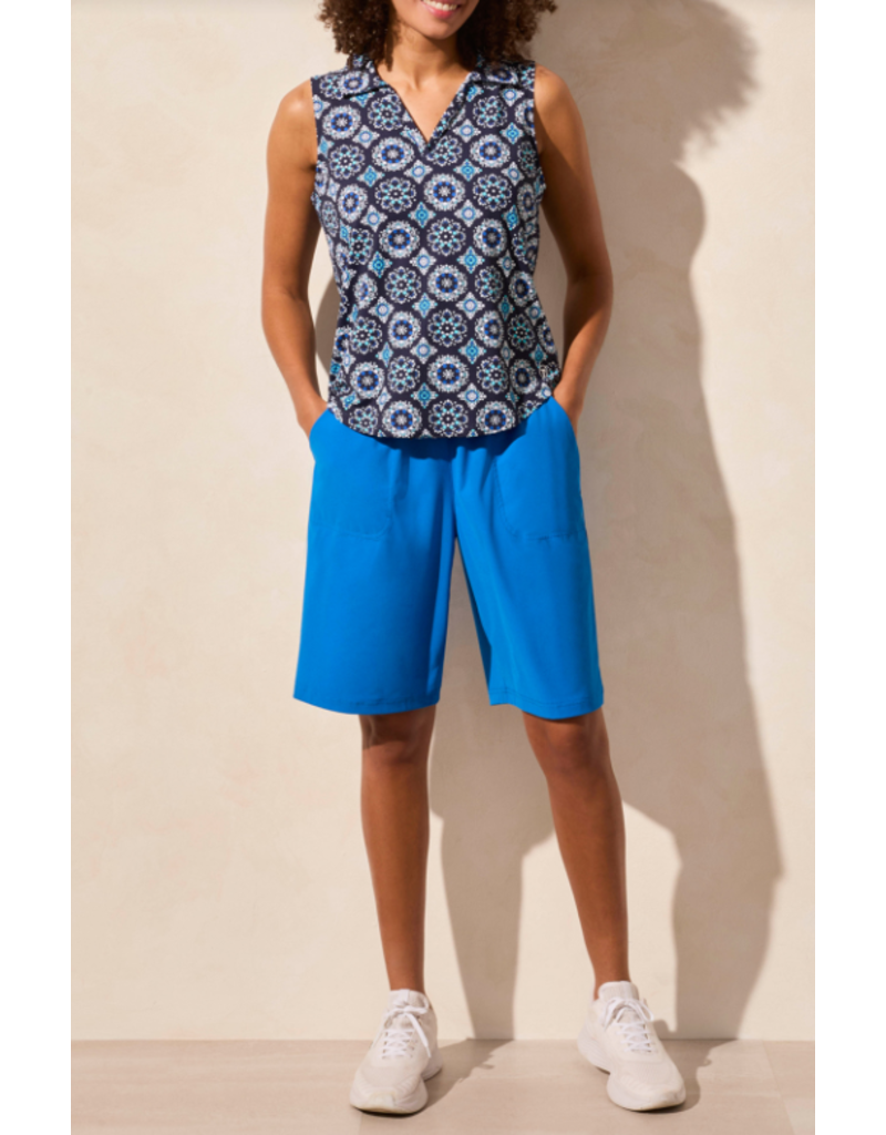 TRIBAL SLVLESS POLO TOP w/SHIRTAIL