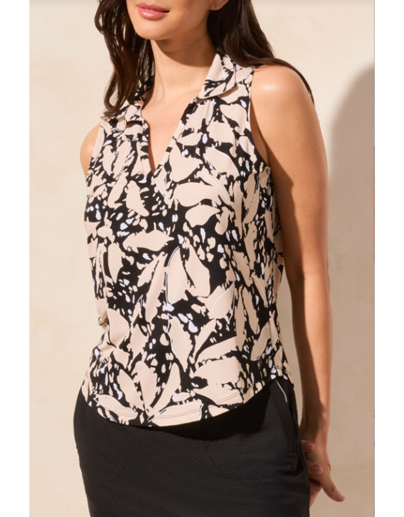 TRIBAL SLVLESS POLO TOP w/SHIRTAIL