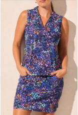 TRIBAL SLVLESS POLO TOP w/SHIRTAIL