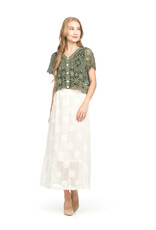 BUTTON FRONT CROCHET TOP GREEN