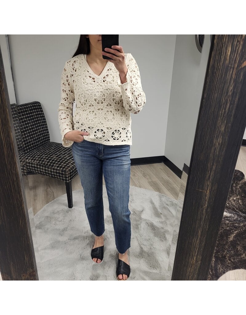 TRIBAL OPEN FANCY CROCHET SWEATER COCOMILK