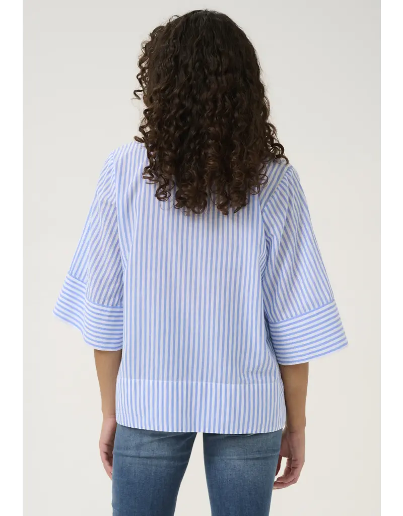 CULTURE JAX BLOUSE  BLUE STRIPE - COTTON BLND