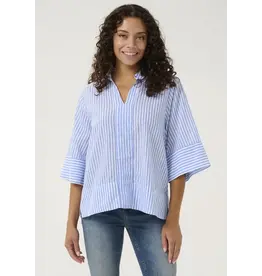 CULTURE JAX BLOUSE  BLUE STRIPE - COTTON BLND