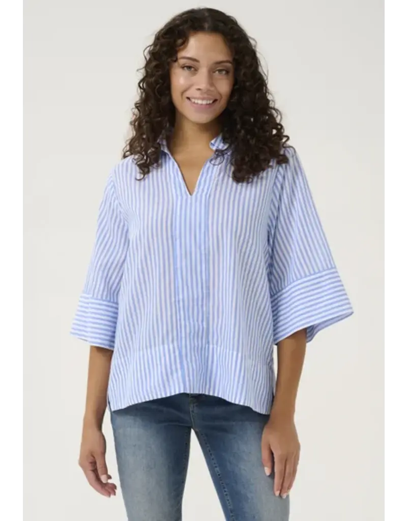 CULTURE JAX BLOUSE  BLUE STRIPE - COTTON BLND