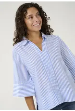 CULTURE JAX BLOUSE  BLUE STRIPE - COTTON BLND