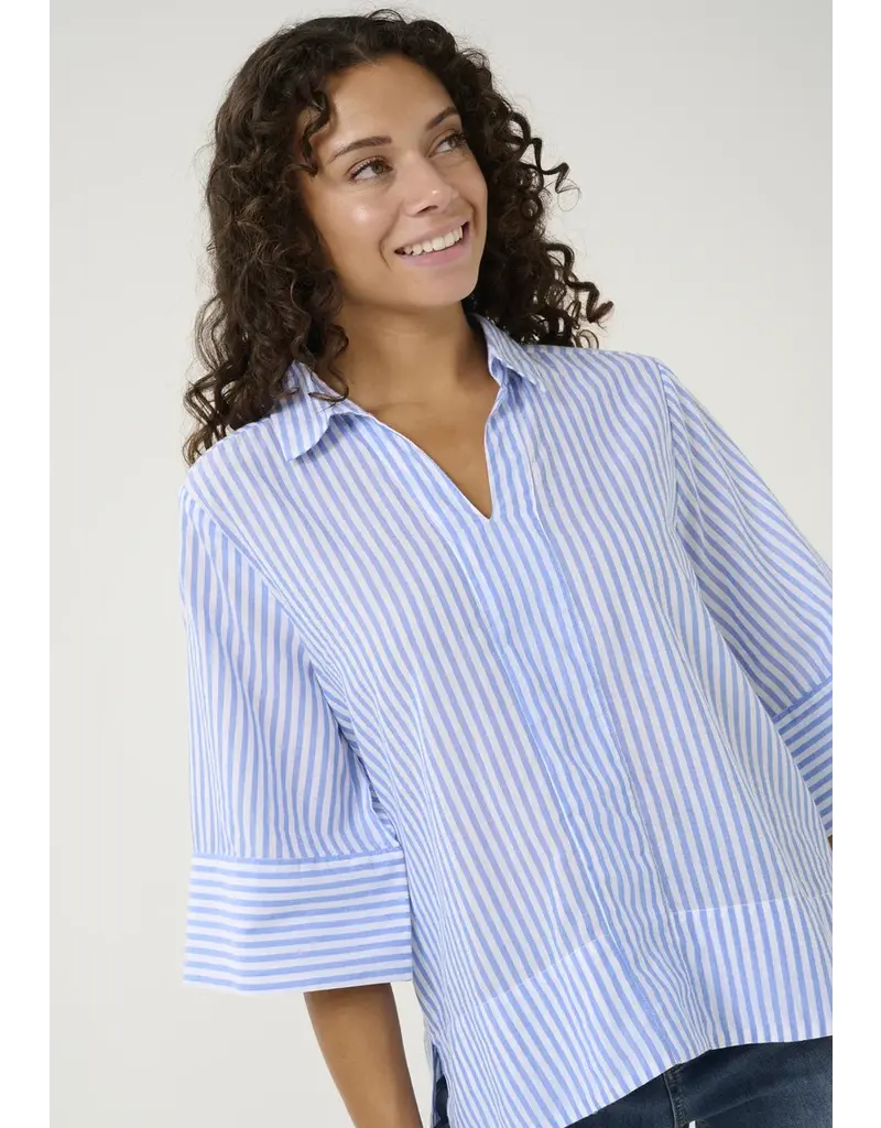 CULTURE JAX BLOUSE  BLUE STRIPE - COTTON BLND