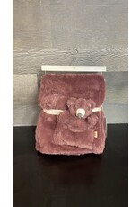 PICCOLO FAUX FUR BLANKET WITH BEAR - 30 X 40