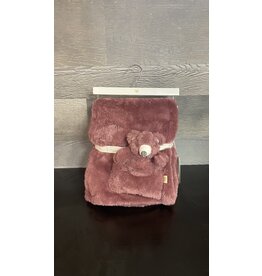 PICCOLO FAUX FUR BLANKET WITH BEAR - 30 X 40