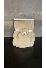 PICCOLO FAUX FUR BLANKET WITH BEAR - 30 X 40