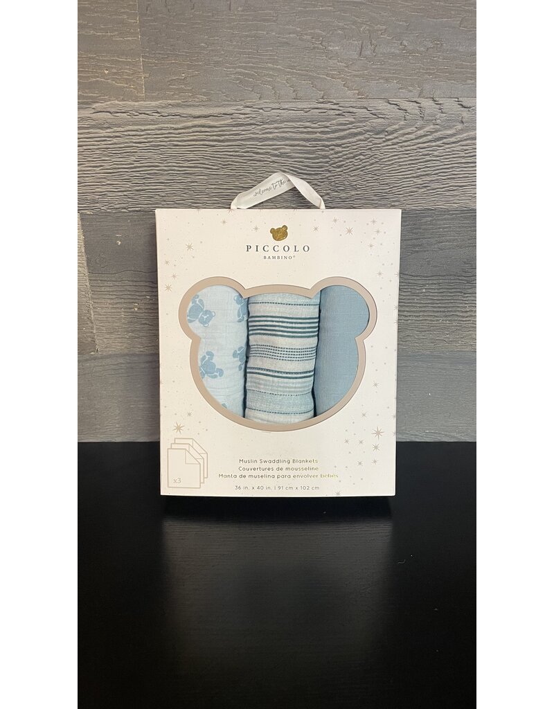 PICCOLO 3PK MUSLIN SWADDLE