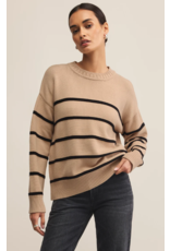 Z SUPPLY BOYFRIEND STRIPED SWEATER - BISCUIT