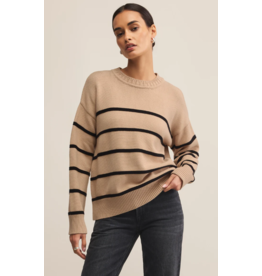 Z SUPPLY BOYFRIEND STRIPED SWEATER - BISCUIT