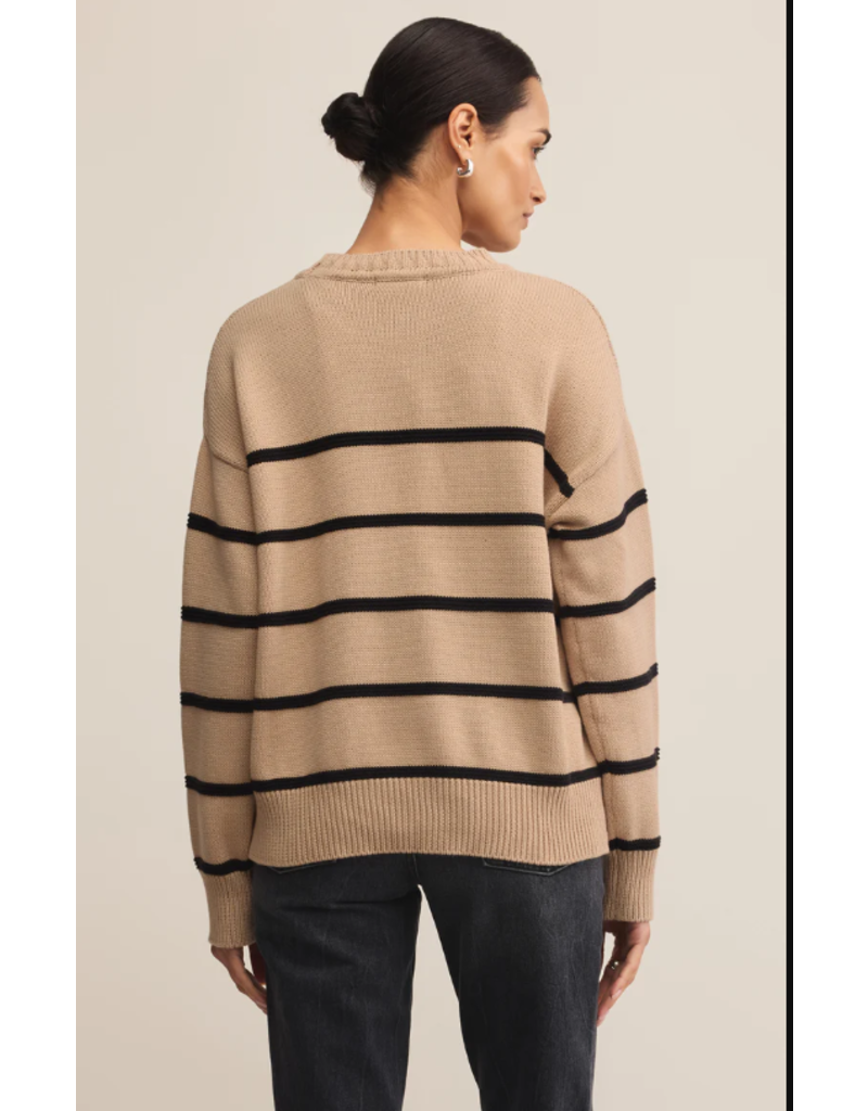Z SUPPLY BOYFRIEND STRIPED SWEATER - BISCUIT
