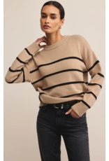 Z SUPPLY BOYFRIEND STRIPED SWEATER - BISCUIT
