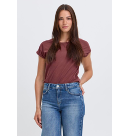 PAMILA ROLLED CUFF COTTON BLEND TEE
